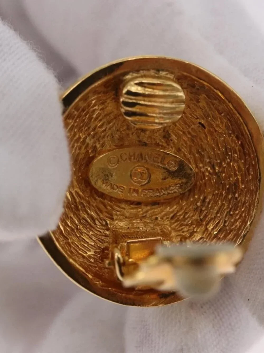 CHANEL Earring metal Gold Tone CC Auth 184007V